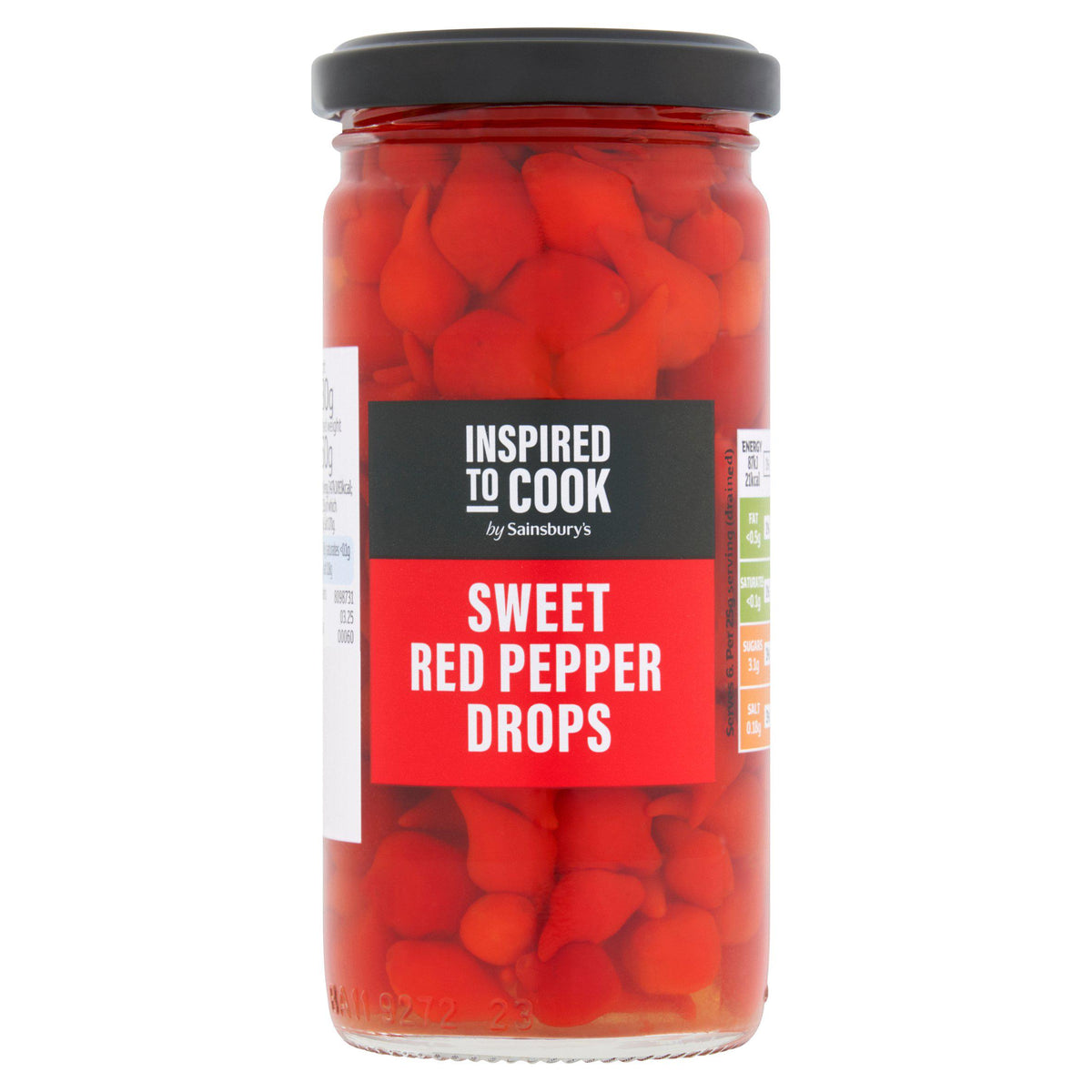 Sainsbury's sweet red pepper drops in brine 230g (British brand)