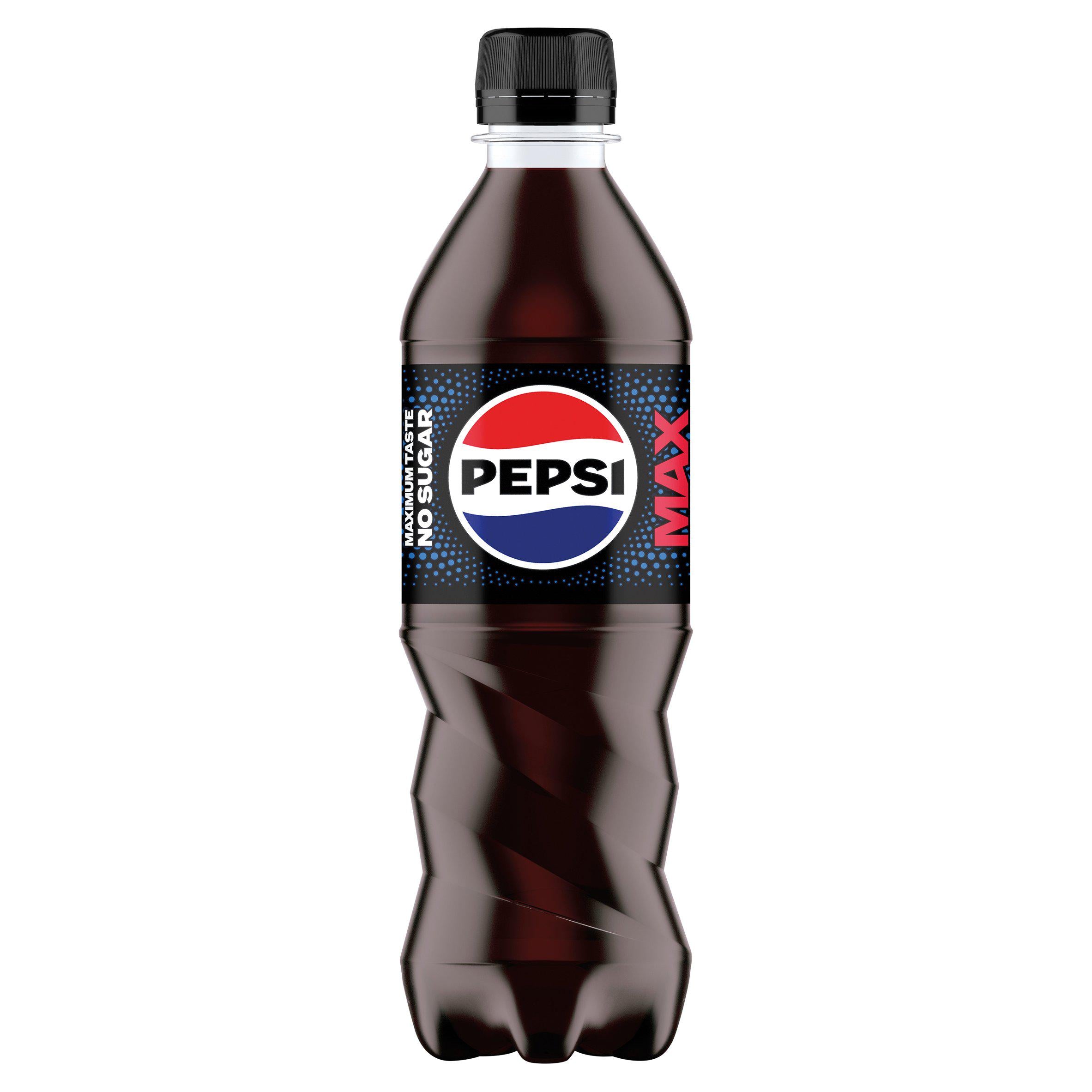 Pepsi Max no sugar cola soft drink 500ml (British brand)