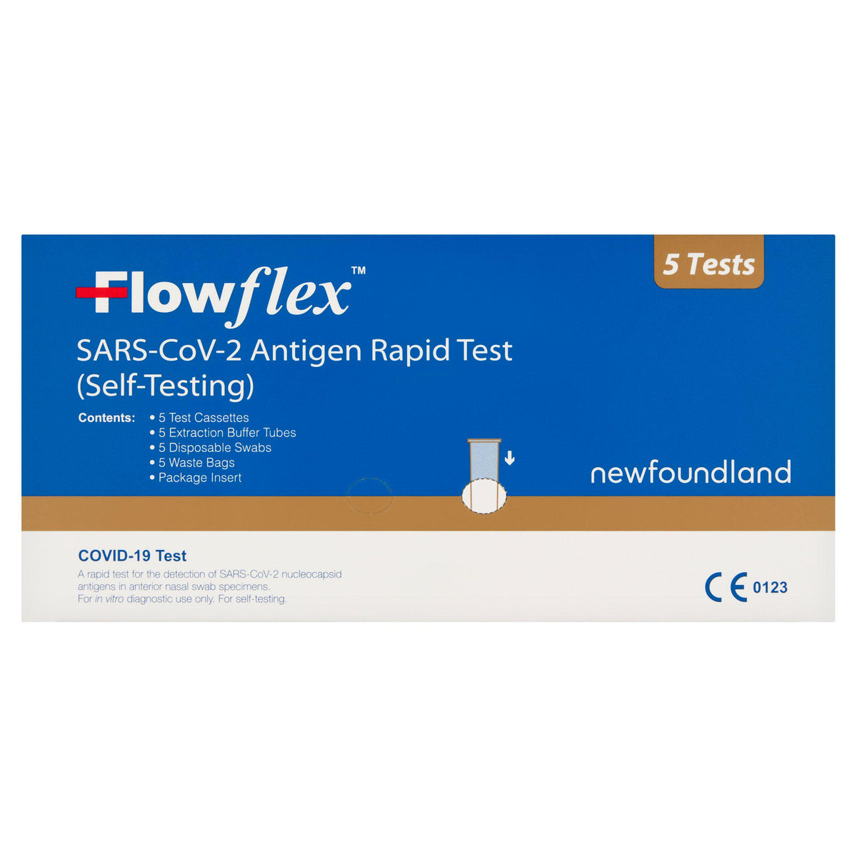FlowFlex COVID-19 rapid antigen test kit pack of 5, imported from the UK