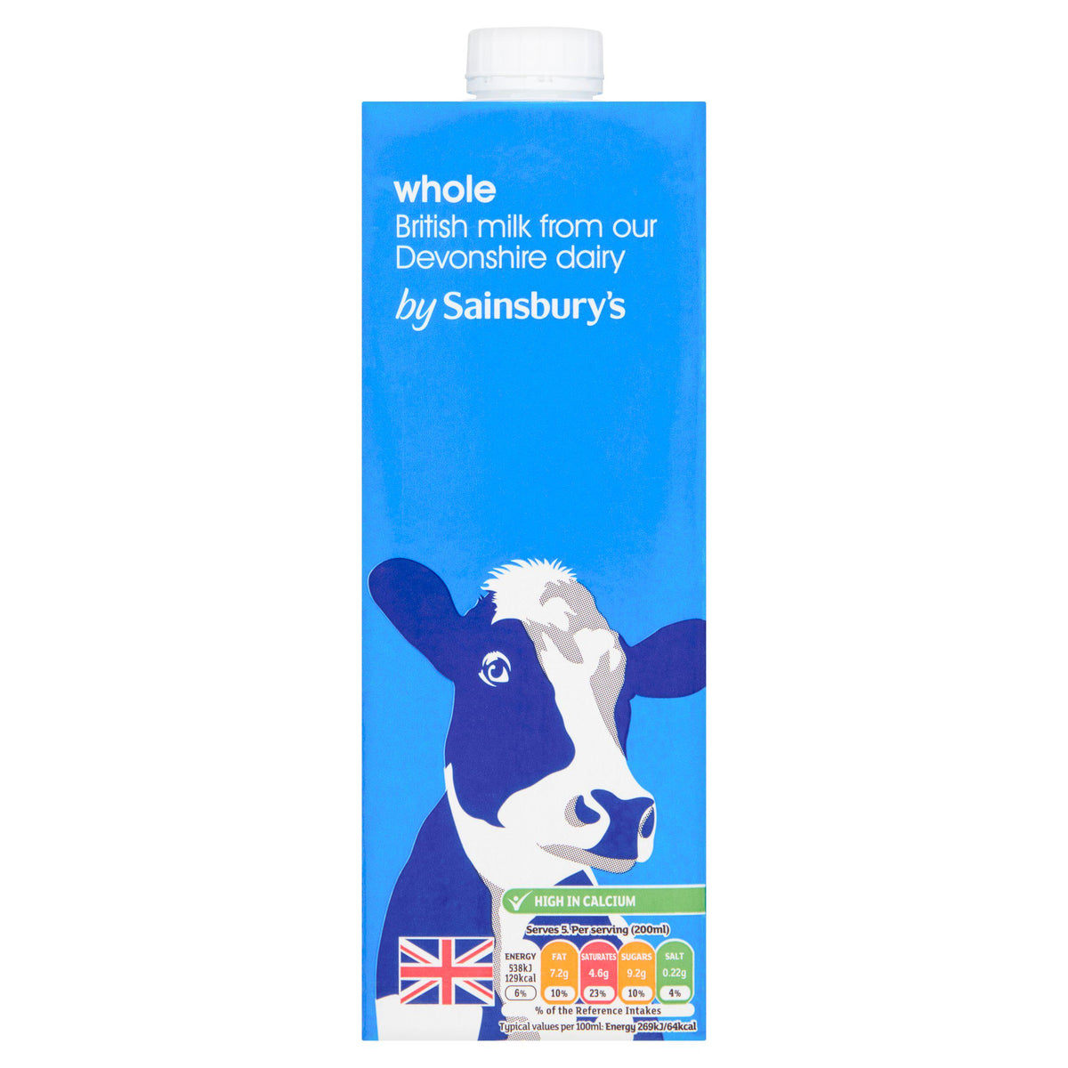 Sainsbury's whole British long life milk 1L (British brand)