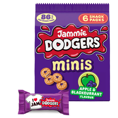 Sainsburys Jammie Dodgers Apple & Blackcurrant Flavour Minis Biscuits 6 Snack Packs- Buy online at McGrocer