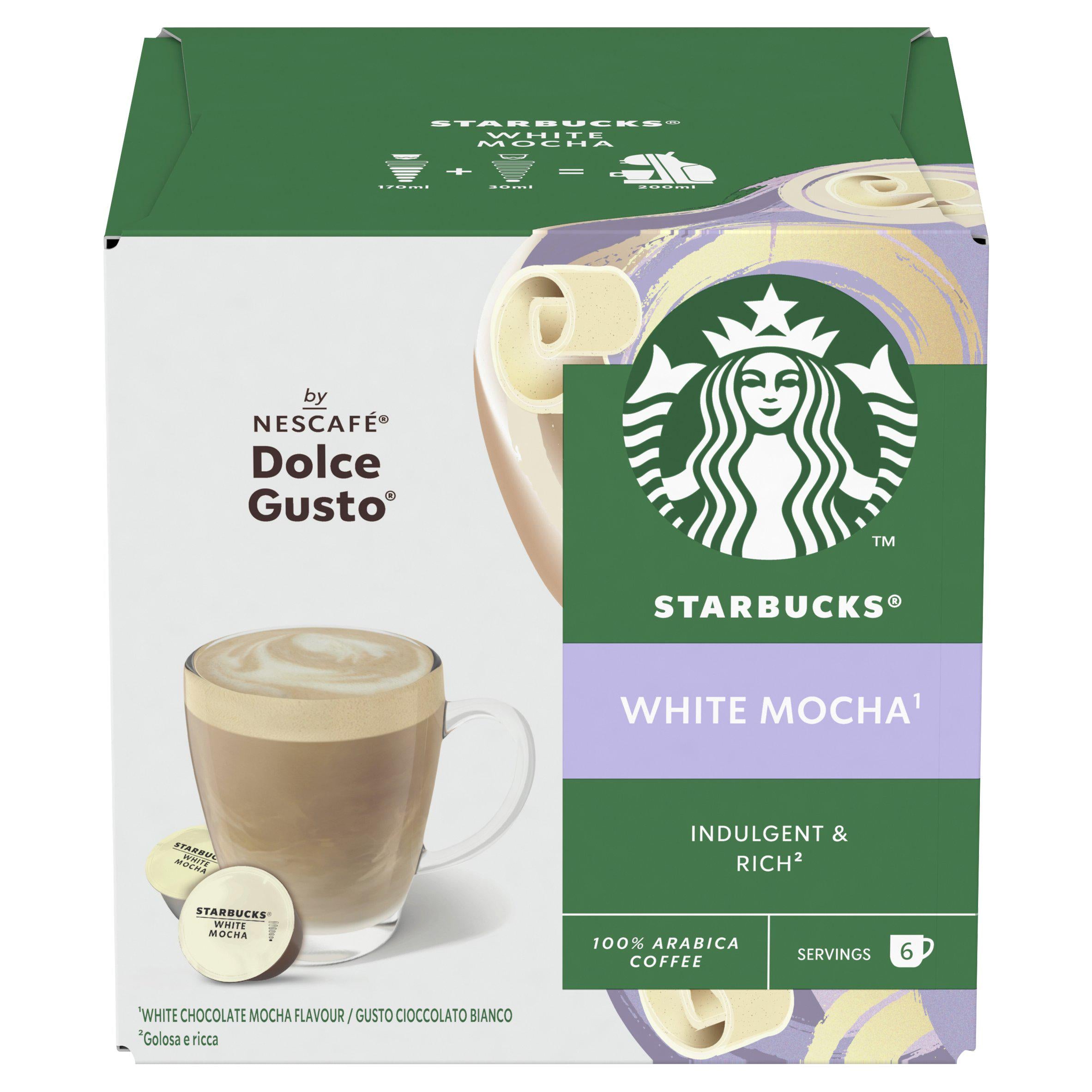 Starbucks White Mocha coffee pods 6 drinks, imported from the UK