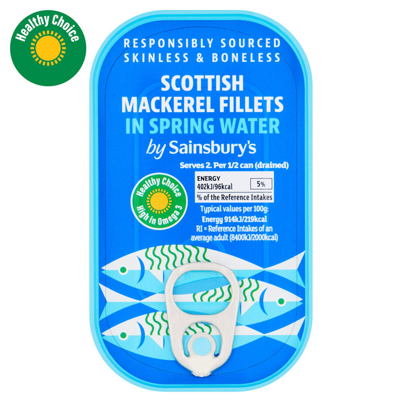 Sainsbury's mackerel in springwater 125g, imported from the UK