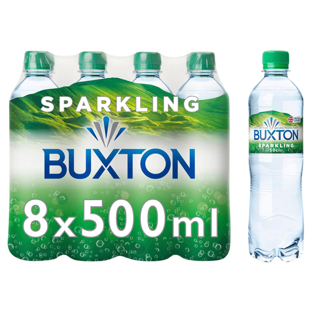 Buxton sparkling mineral water 8-pack, imported from the UK