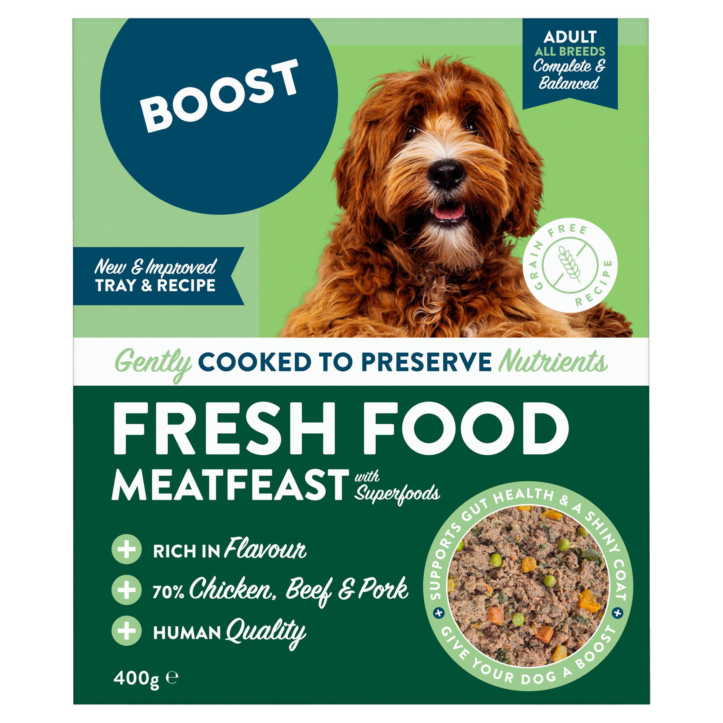 Boost dog food Meat Feast 400g, UK version
