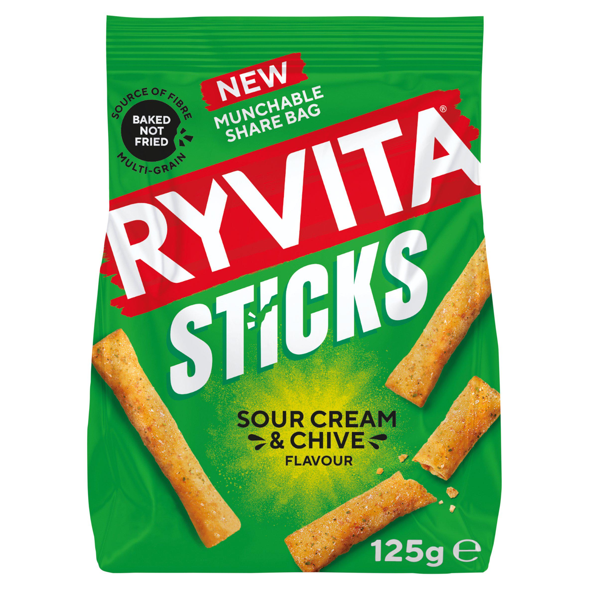 Ryvita sour cream and chive sticks 125g, UK version