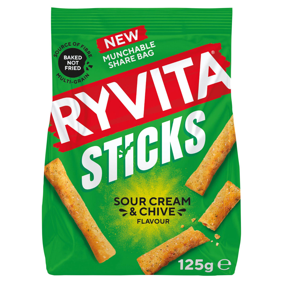 Ryvita sour cream and chive sticks 125g, UK version