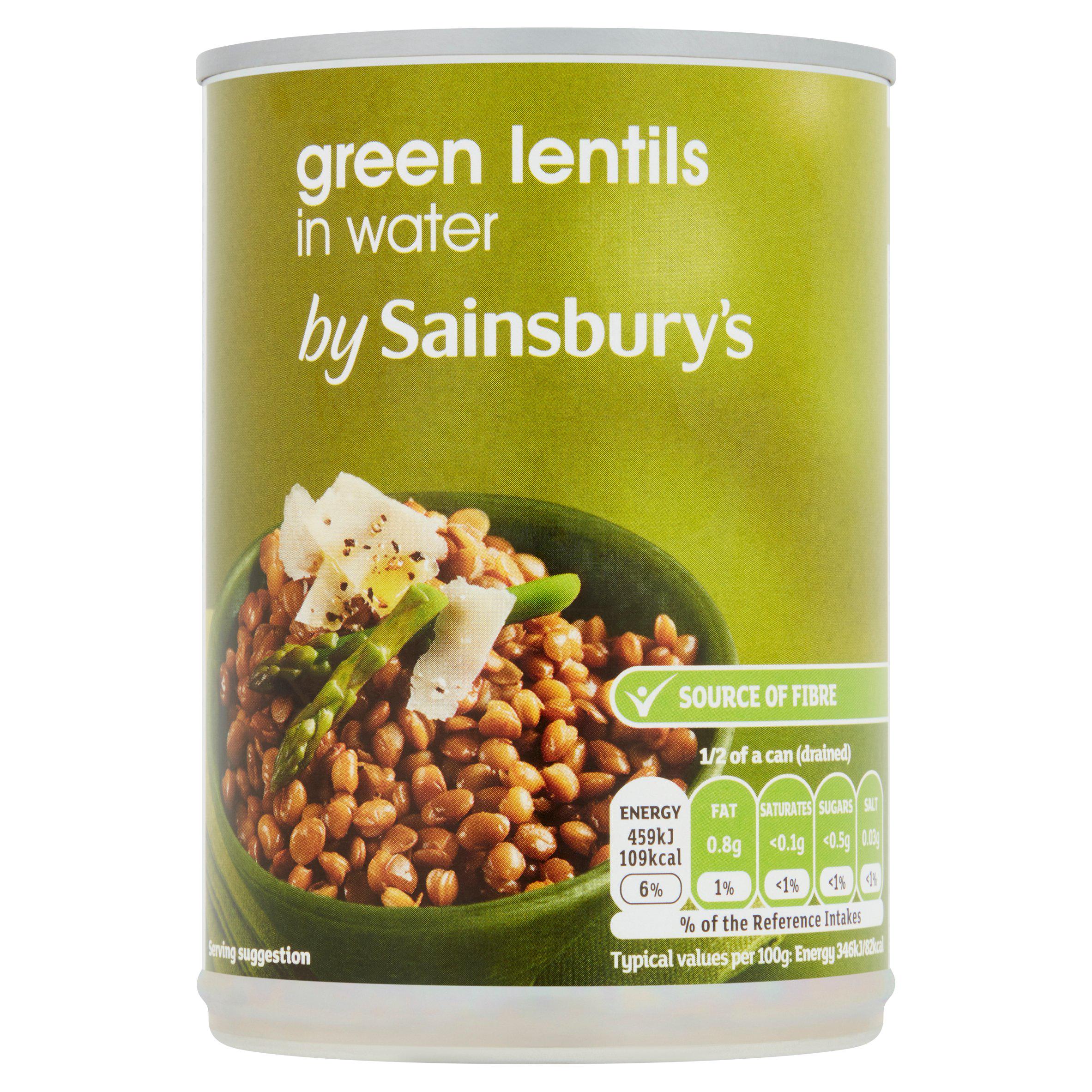 Sainsbury's green lentils in water 400g - British product