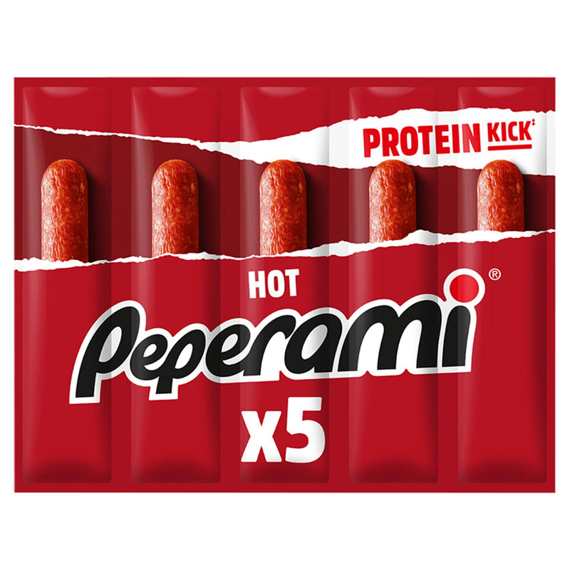 Peperami hot salami sticks 5x20g, imported from the UK