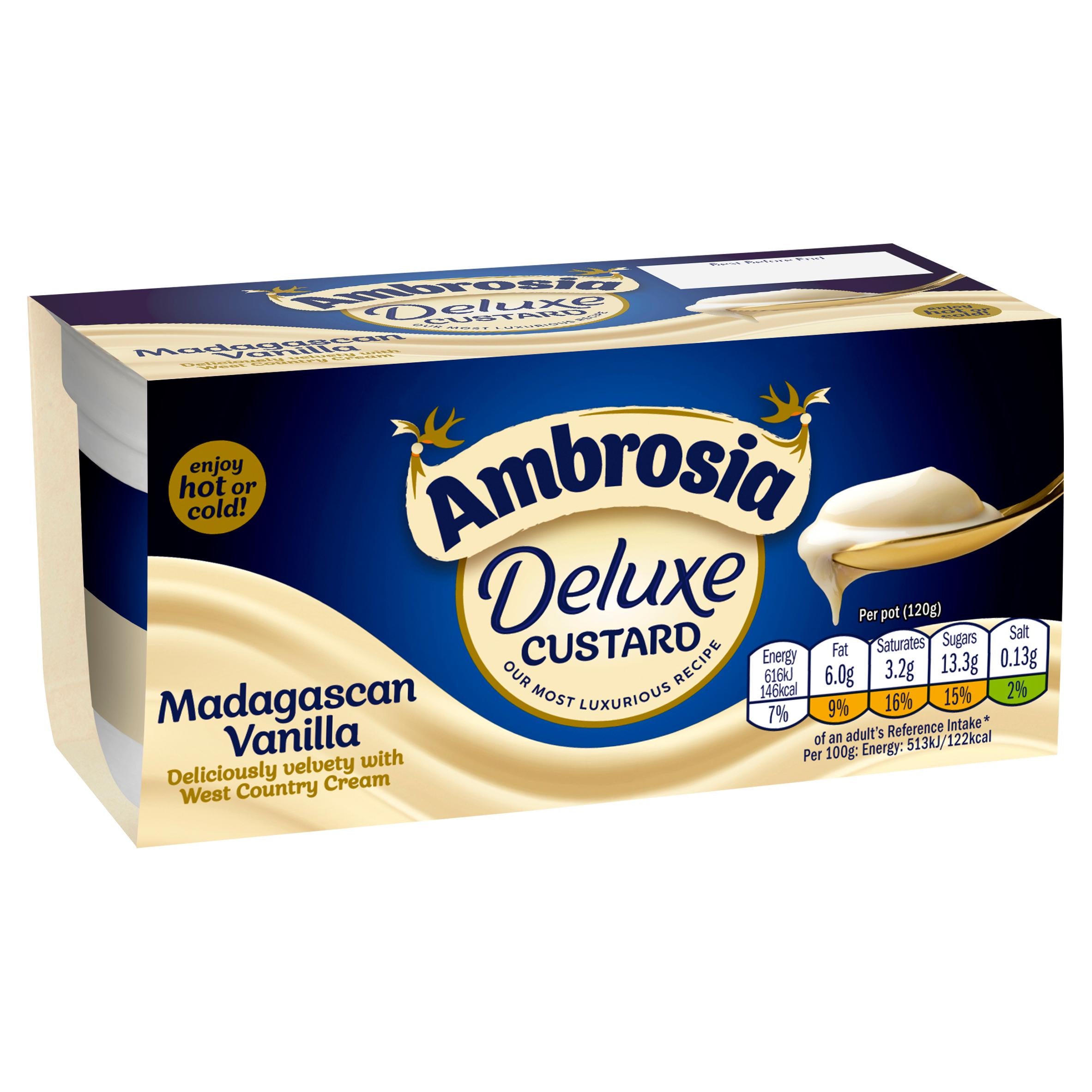 Ambrosia Madagascan vanilla custard dessert pots 2 x 120g, UK version