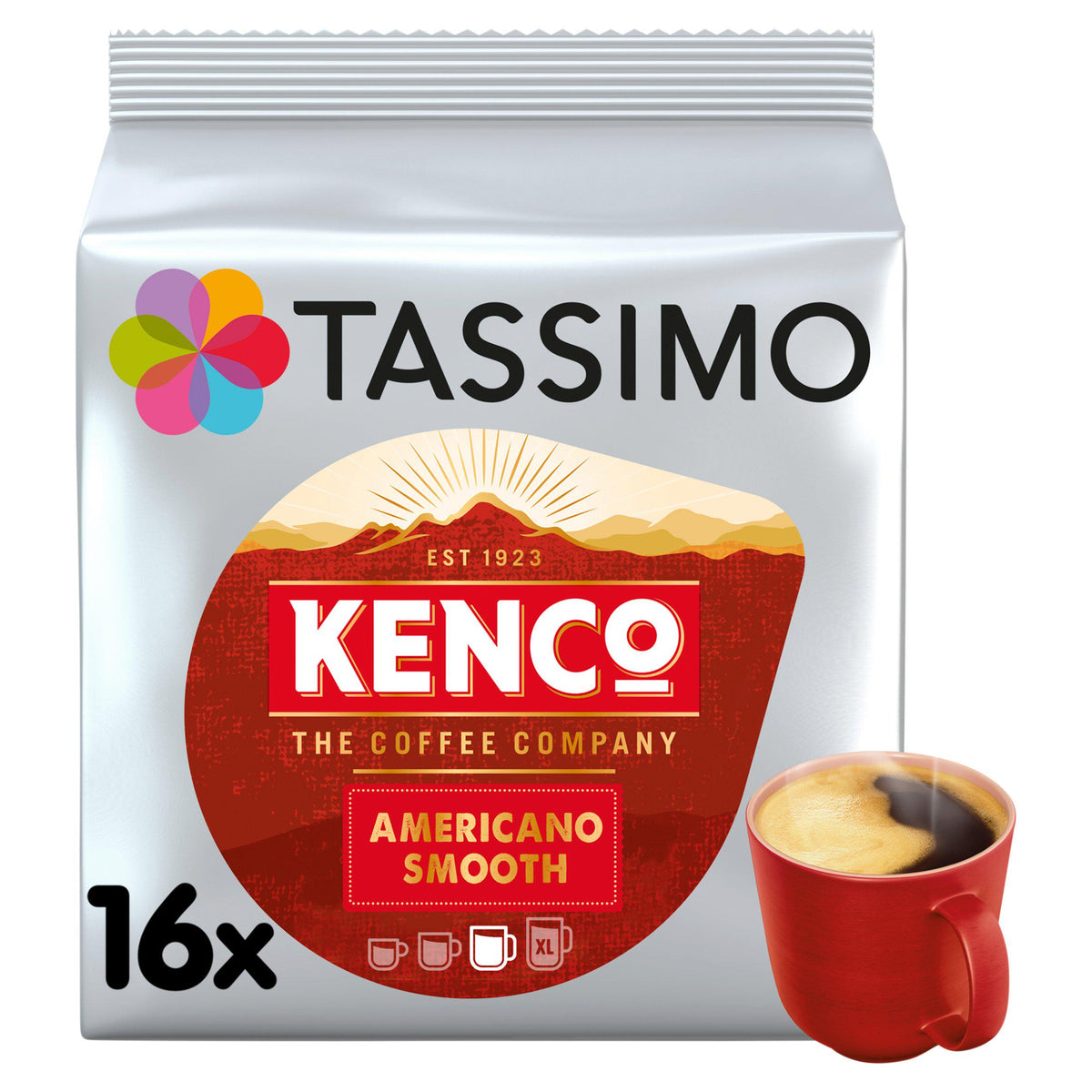 Tassimo Kenco Americano Smooth coffee pods 16-pack, imported from the UK