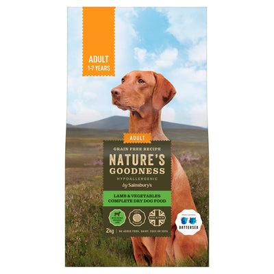 Sainsburys Sainsbury's Adult Nature's Goodness Hypoallergenic Recipe Complete Dry Dog Food with Fresh Lamb 2kg- Buy online at McGrocer