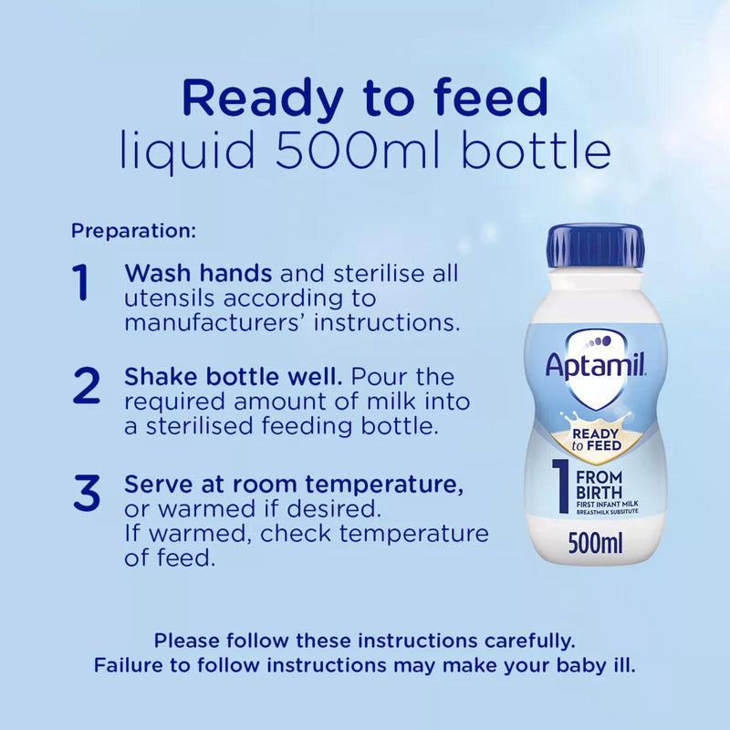 Aptamil First Infant Milk ready-to-feed 500ml (British brand)