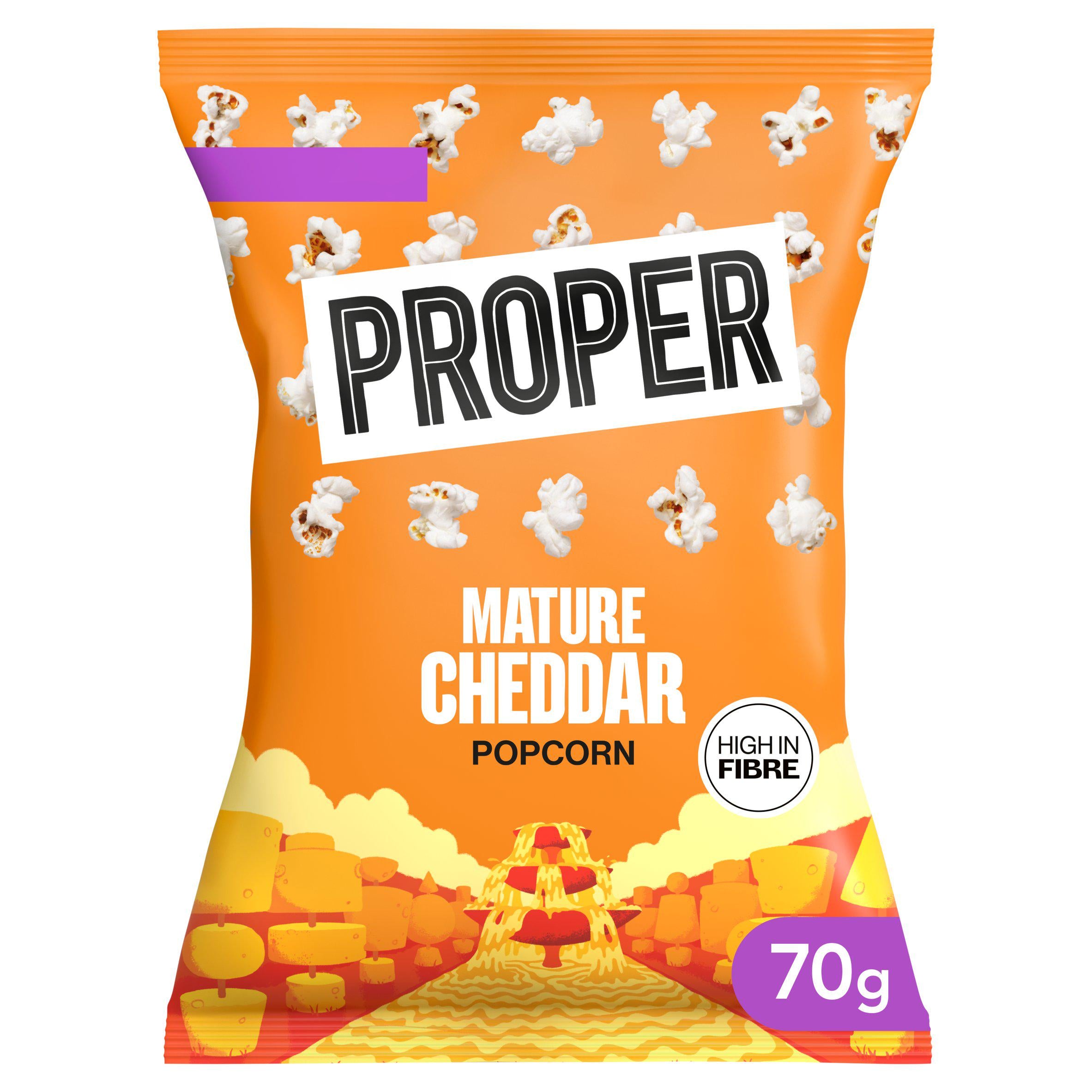Proper mature cheddar popcorn 70g, imported from the UK