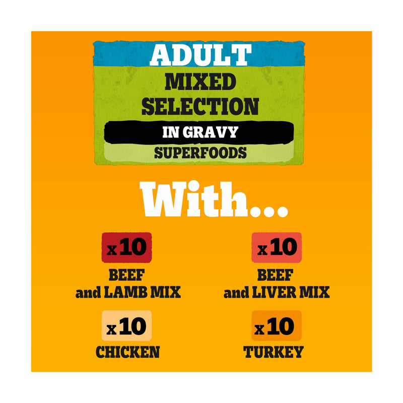 Pedigree wet dog food mixed gravy mega pack 40x100g - British product