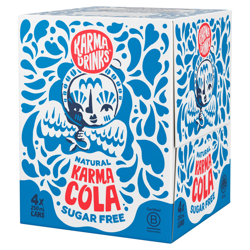 Karma Cola Sugar Free 4 x 250ml, imported from the UK