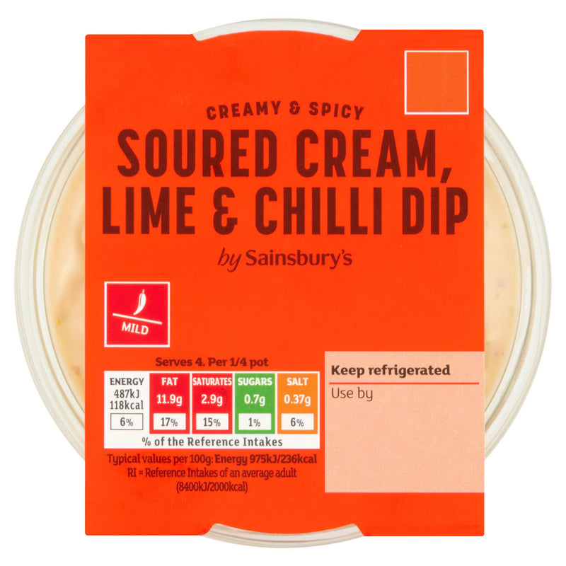 Sainsbury's soured cream dip creamy lime chilli 200g, UK version