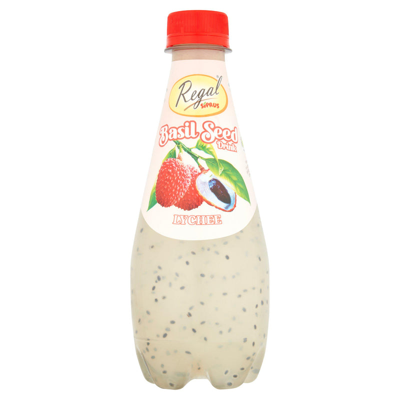Regal Basil Seed Drink Lychee 320ml, imported from the UK