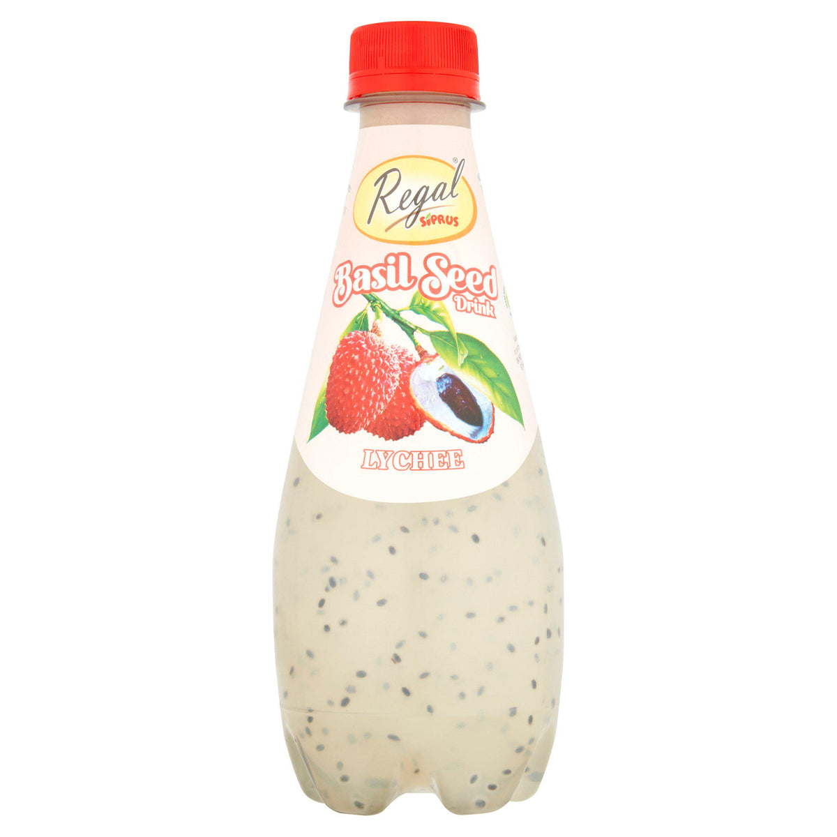 Regal Basil Seed Drink Lychee 320ml, imported from the UK
