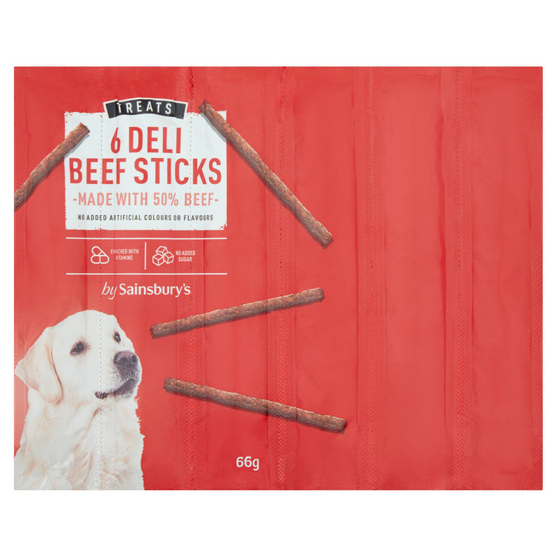 Sainsbury's dog treats beef sticks 66g, imported from the UK