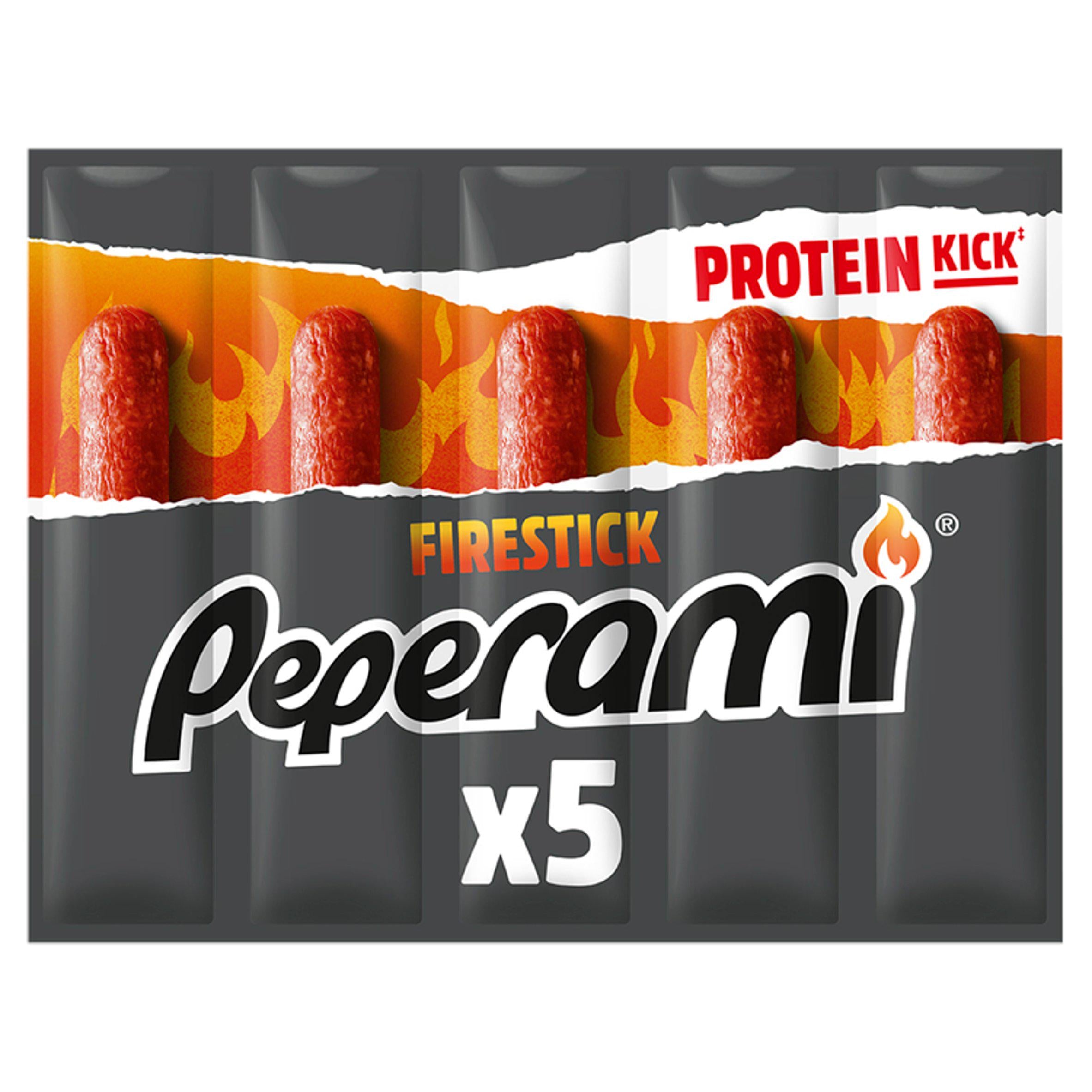 Peperami Firestick spicy salami 5x20g, imported from the UK