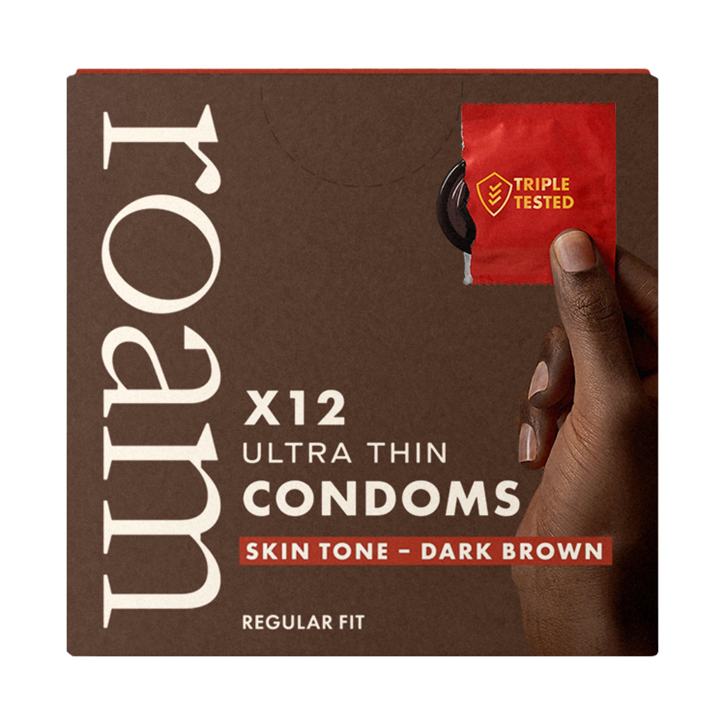 Roam dark brown ultra thin condoms 12 pack, imported from the UK