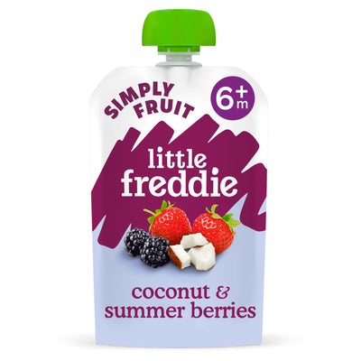 Sainsburys Little Freddie økologisk kokos og sommerbær glatt trinn 1 +6m 100g - Kjøp online hos McGrocer