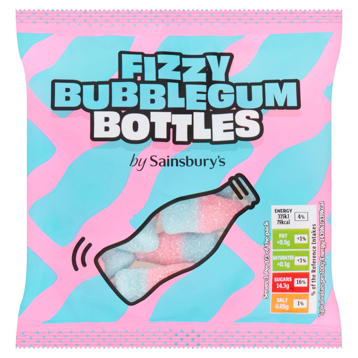 Sainsbury's Fizzy Bubblegum Bottles 70g (British brand)