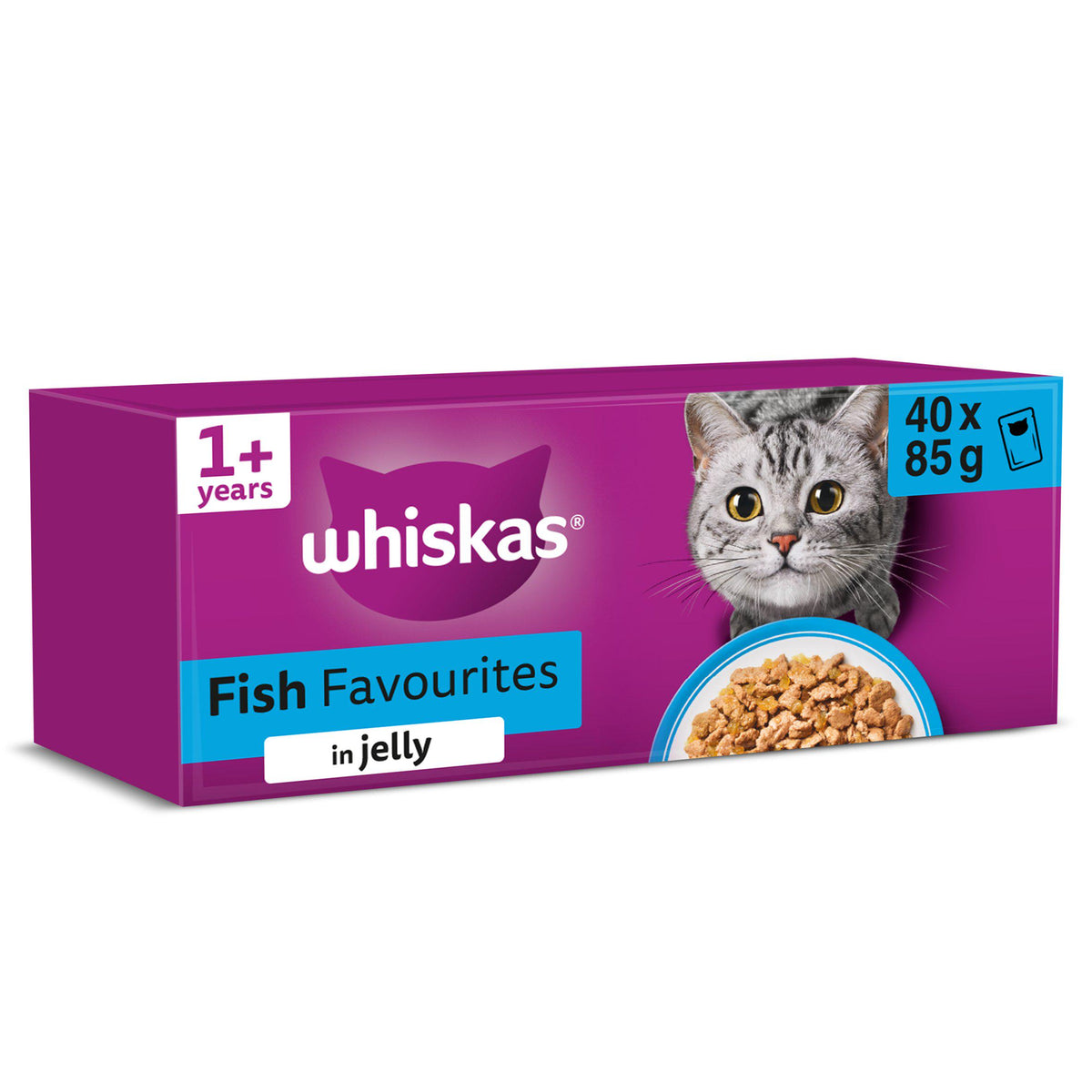 Whiskas cat food pouches Fish Favourites in Jelly 40 x 85g (British brand)