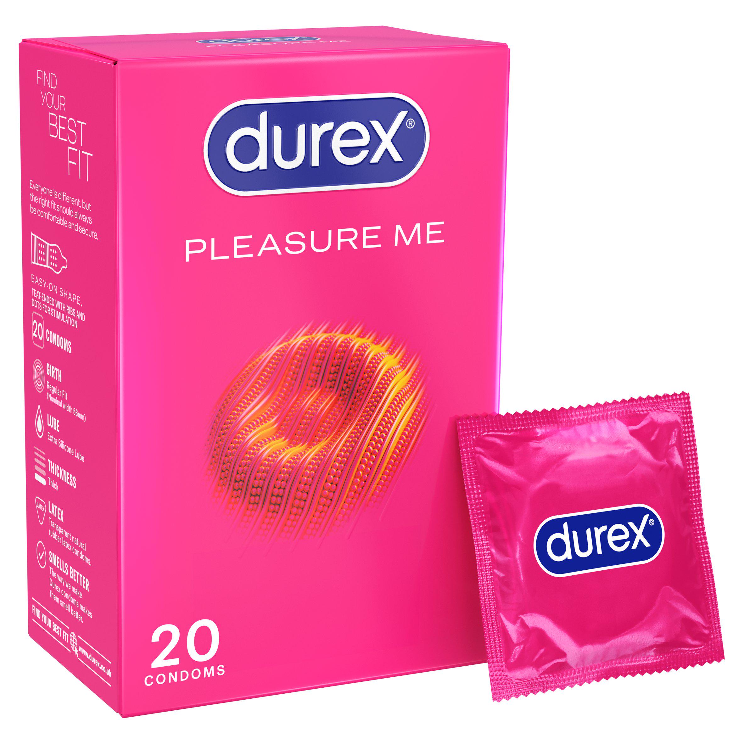 Durex Pleasure Me ribbed and dotted condoms x20, UK version
