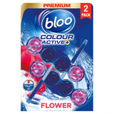 Bloo Colour Active Flower toilet rim block 2x50g - British product