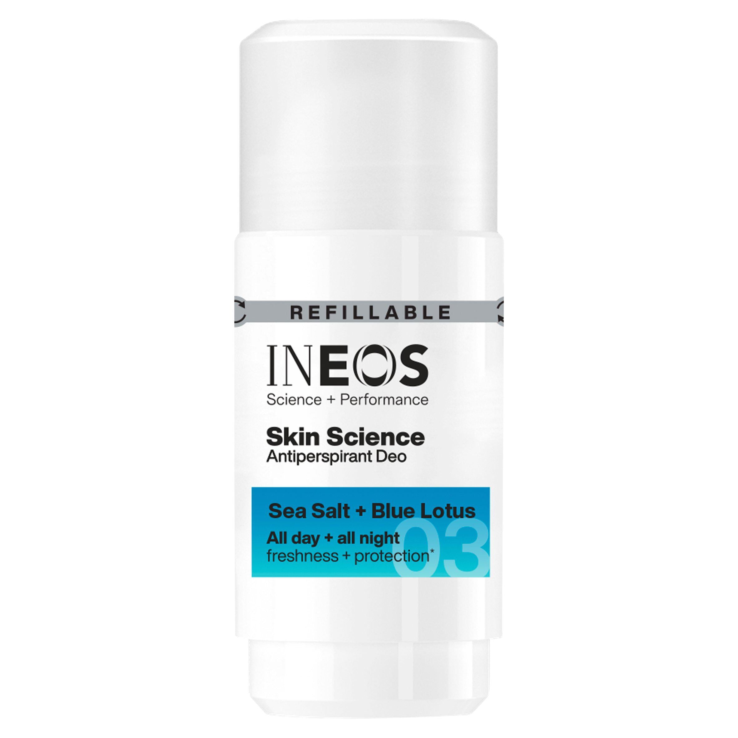 Ineos antiperspirant roll-on Sea Salt + Blue Lotus 50ml, imported from the UK