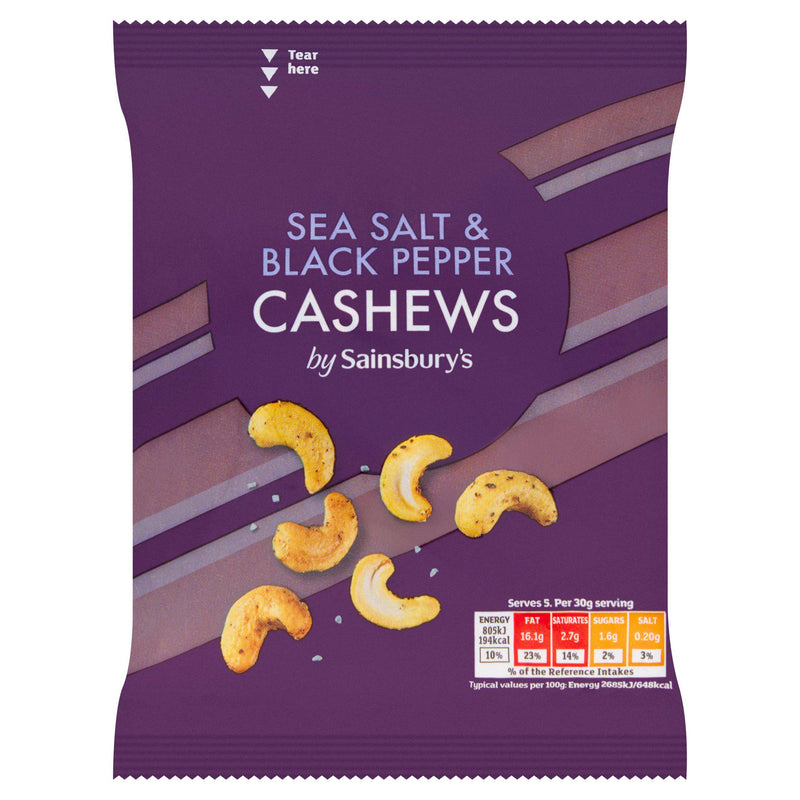 Sea Salt & Black Pepper Roasted Cashew Nuts 150g