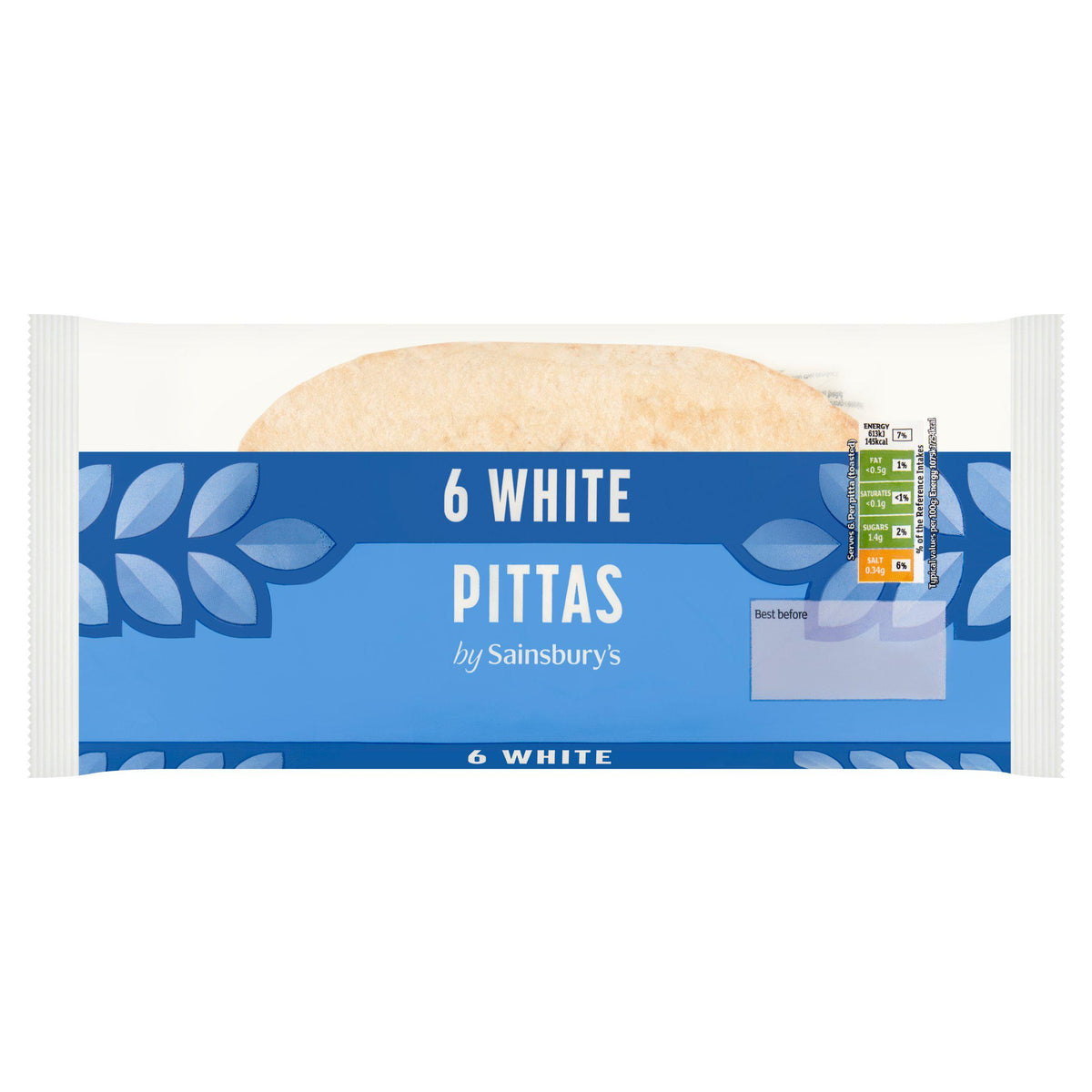Sainsbury's white pittas bread 6 pack - British product