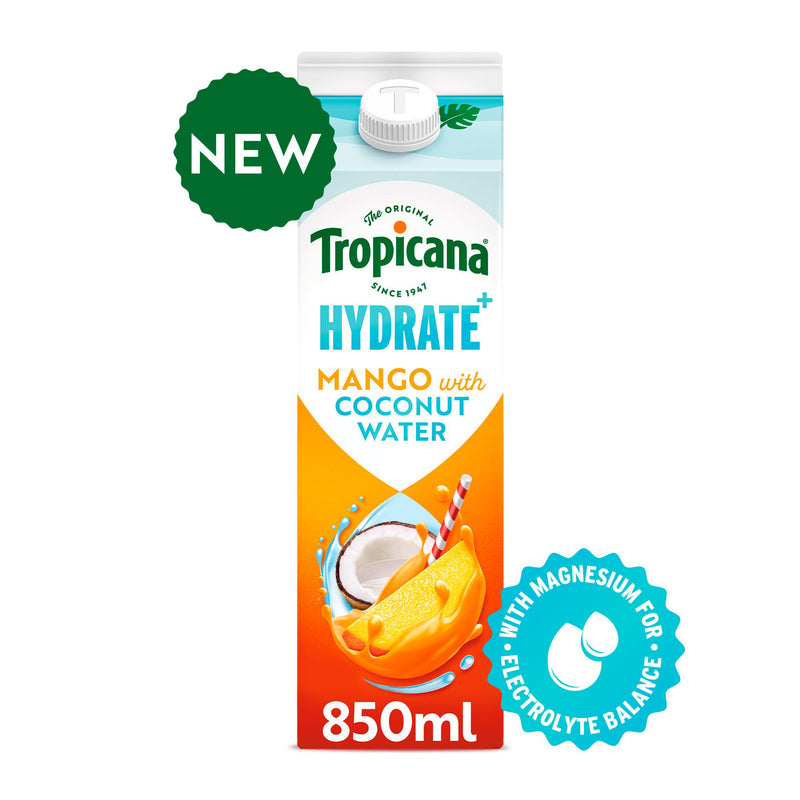 Tropicana Hydrate+ Mango coconut water juice 850ml, UK version