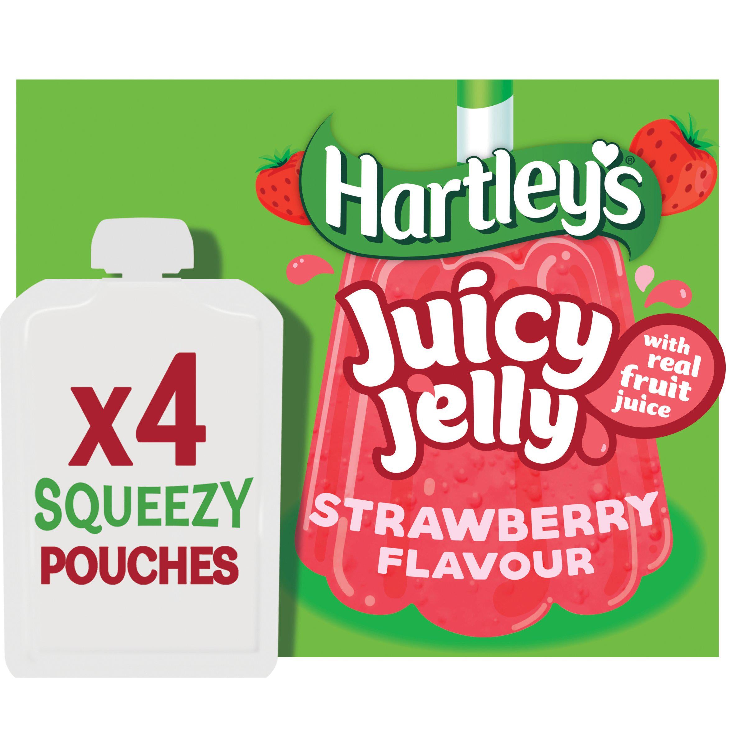Hartley's strawberry jelly pouches 4x90g - British product