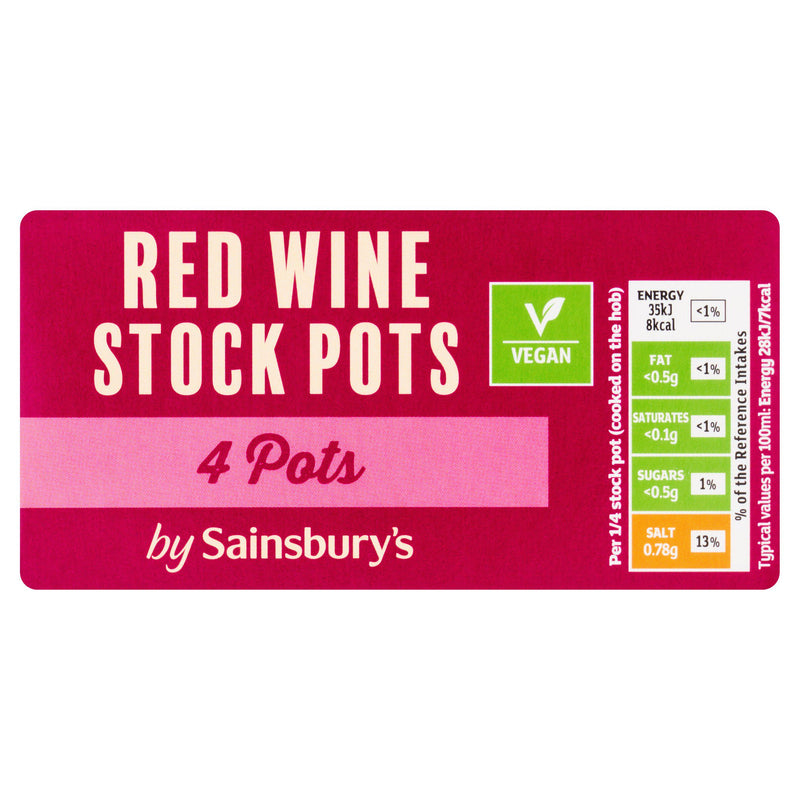Sainsbury's concentrated red wine stock pots, 4 pots total 112g (British brand)