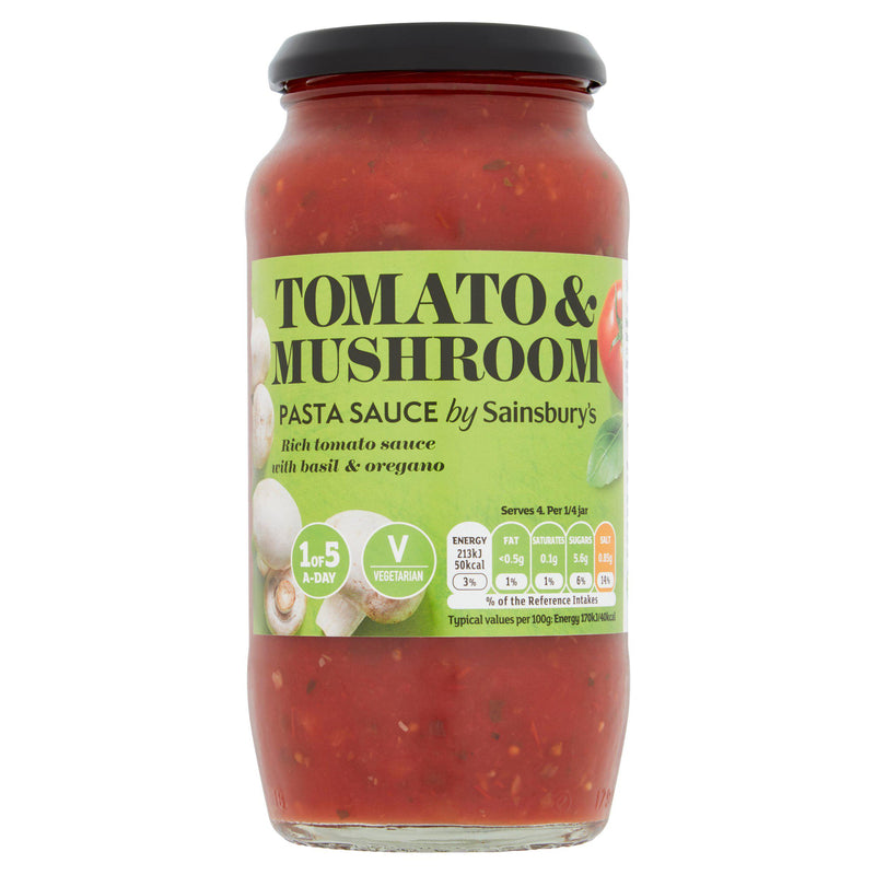 Sainsbury's pasta sauce Tomato Mushroom & Basil 500g (British brand)