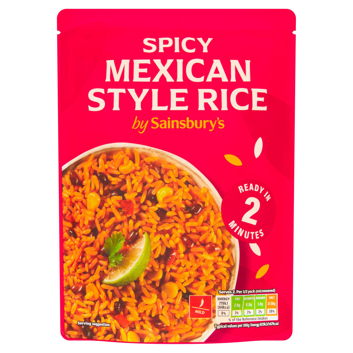 Sainsbury's spicy Mexican microwave rice 250g, UK version