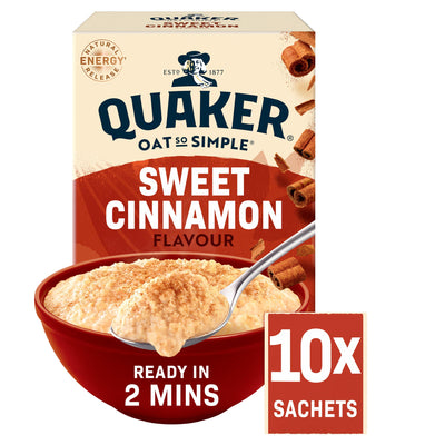 Sainsburys Quaker Oat So Simple Sweet Cinnamon Porridge Sachets 10x33g- Buy online at McGrocer