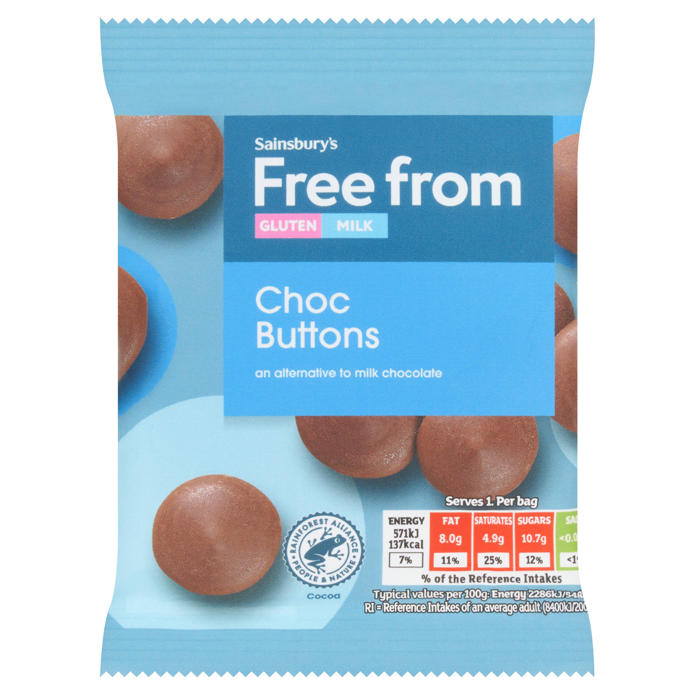 Sainsbury's Free From chocolate buttons 25g - British product