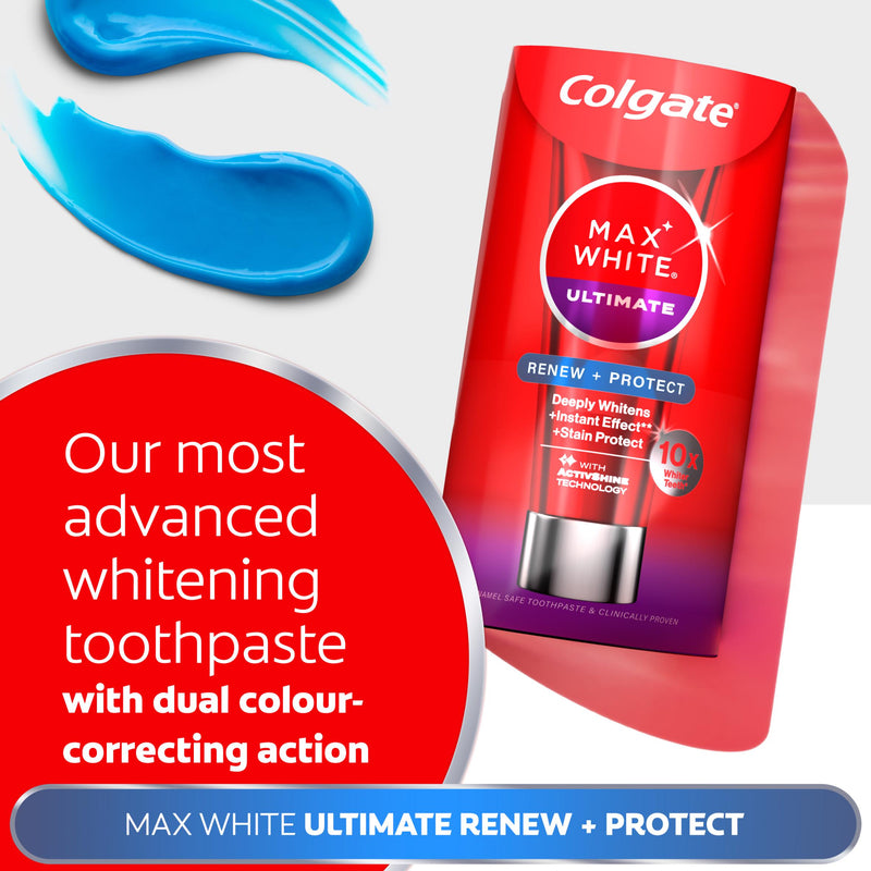 Colgate Max White Ultimate Renewal toothpaste 75ml, imported from the UK