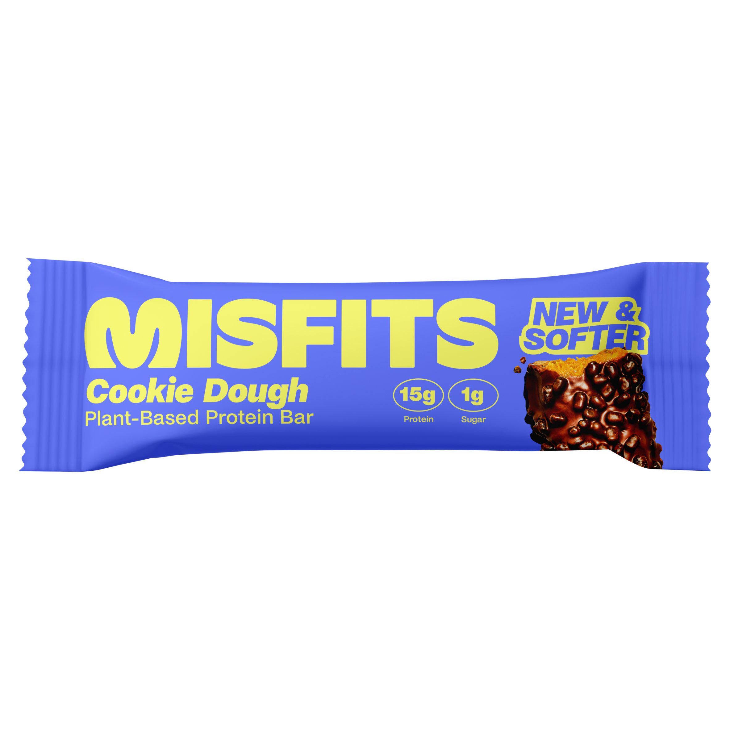 Misfits Cookie Dough Plant Based Protein Bar 50g, imported from the UK