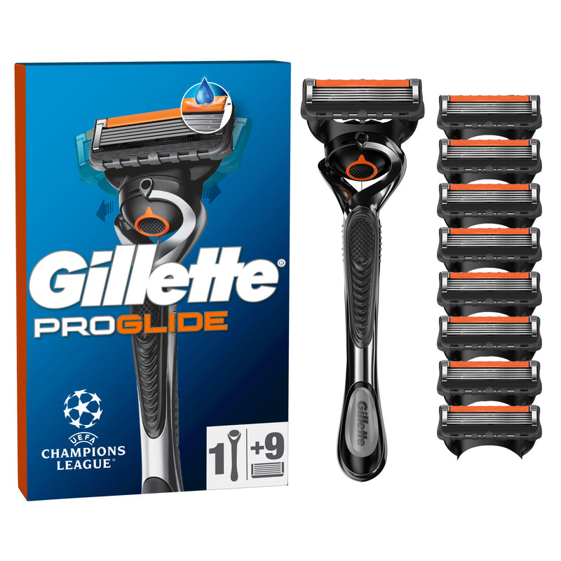 Gillette Fusion Proglide men's razor and 9 blades (British brand)
