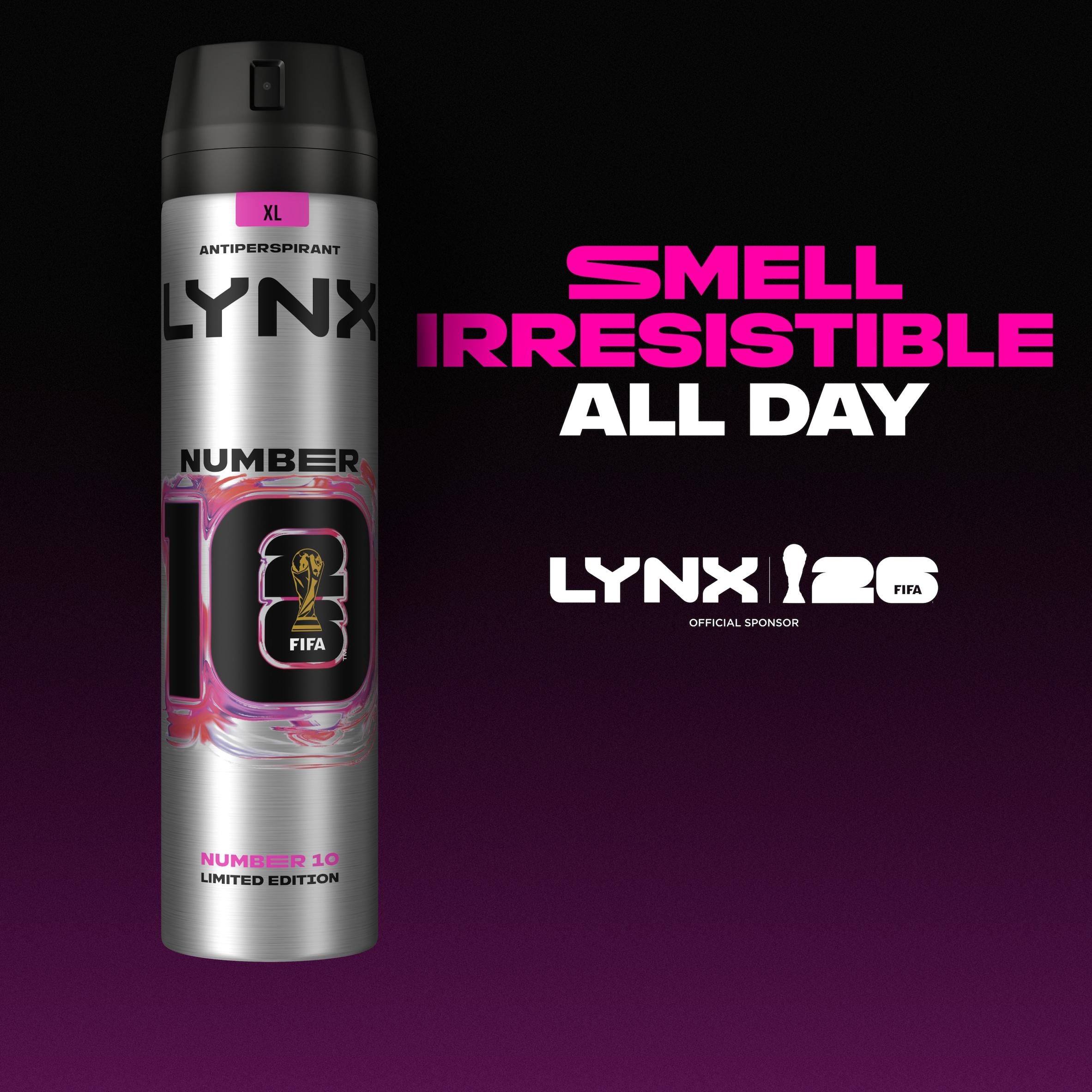 Lynx antiperspirant deodorant spray FIFA Number 10 250ml (British brand)