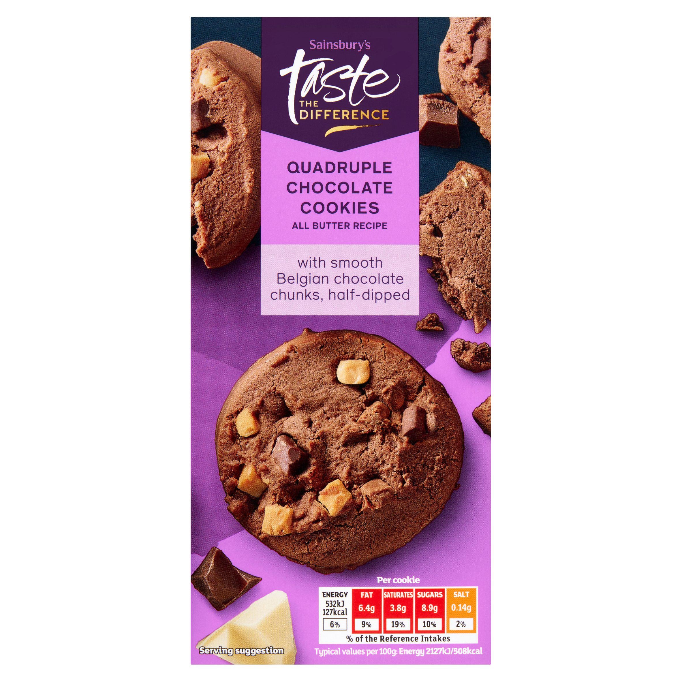 Sainsbury's Quadruple Chocolate Cookies 200g, UK version
