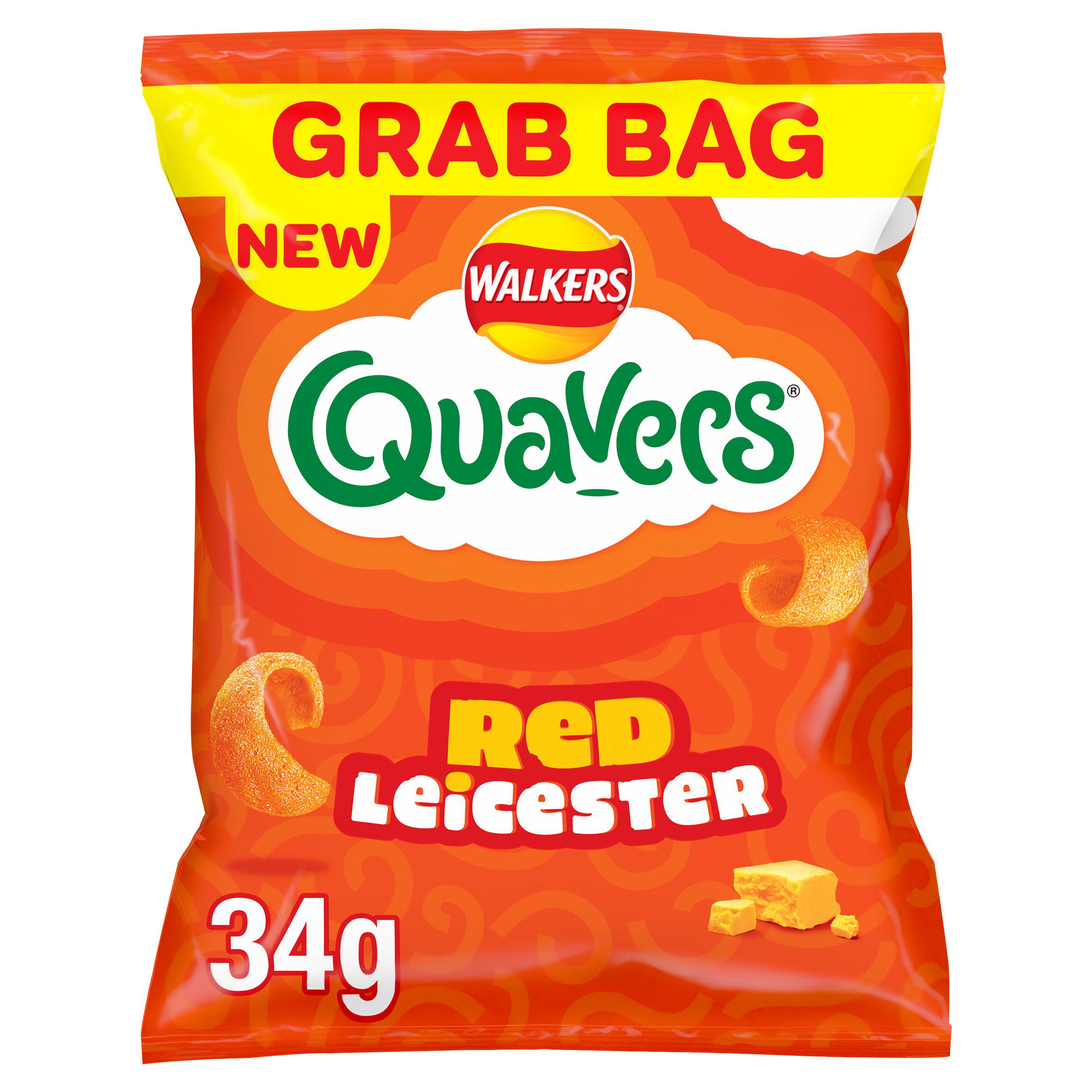 Walkers Quavers Red Leicester cheese crisps 34g - British product