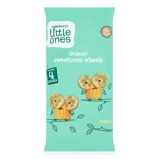 Sainsbury's Little Ones Organic Sweetcorn Wheels 7+ Months 4x12g GOODS Sainsburys   