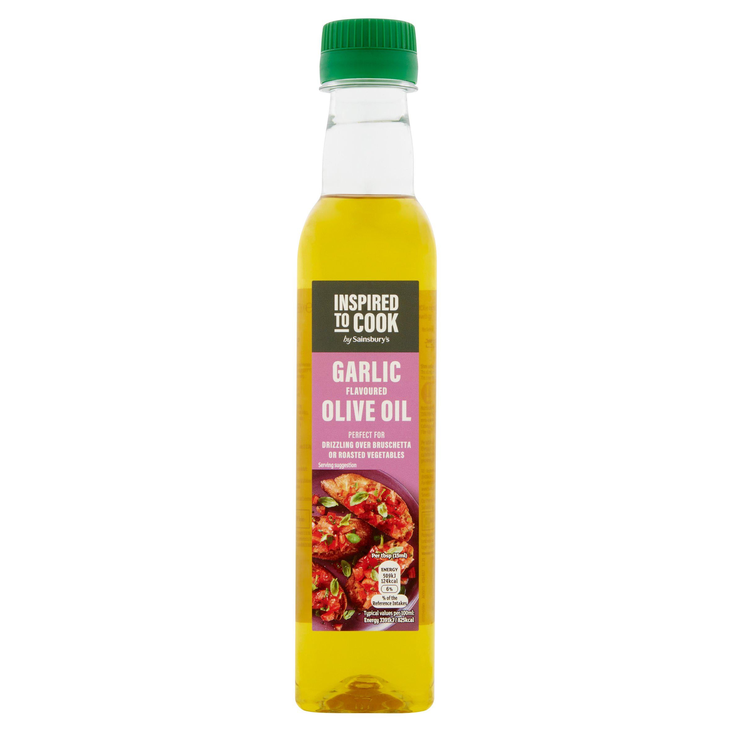 Sainsbury's garlic flavoured olive oil 250ml, imported from the UK