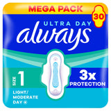 Always sanitary towels with wings Size 1 30 count, imported from the UK